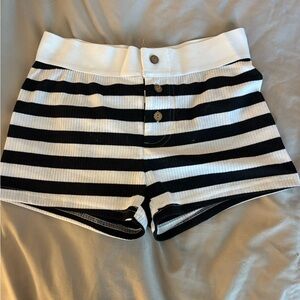 SHEIN Black and White Striped High Waist Shorts